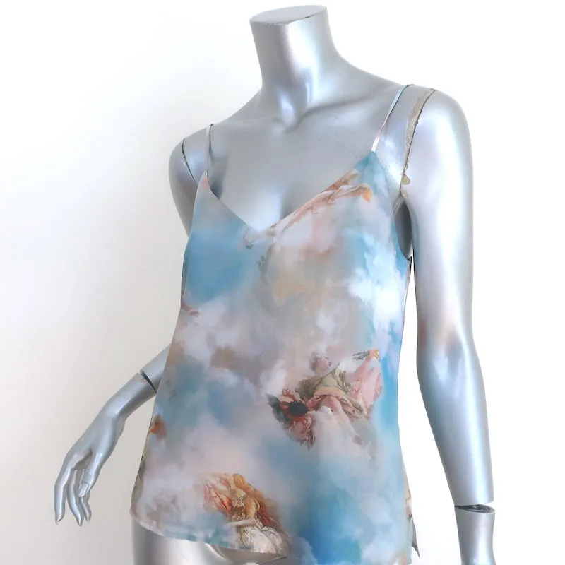 L'Agence Jane Camisole Bleue Renaissance Imprimé Soie Taille Très Petite NEUF