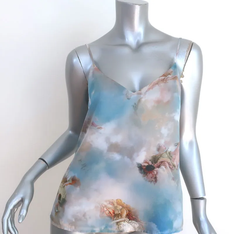 L'Agence Jane Camisole Bleue Renaissance Imprimé Soie Taille Très Petite NEUF