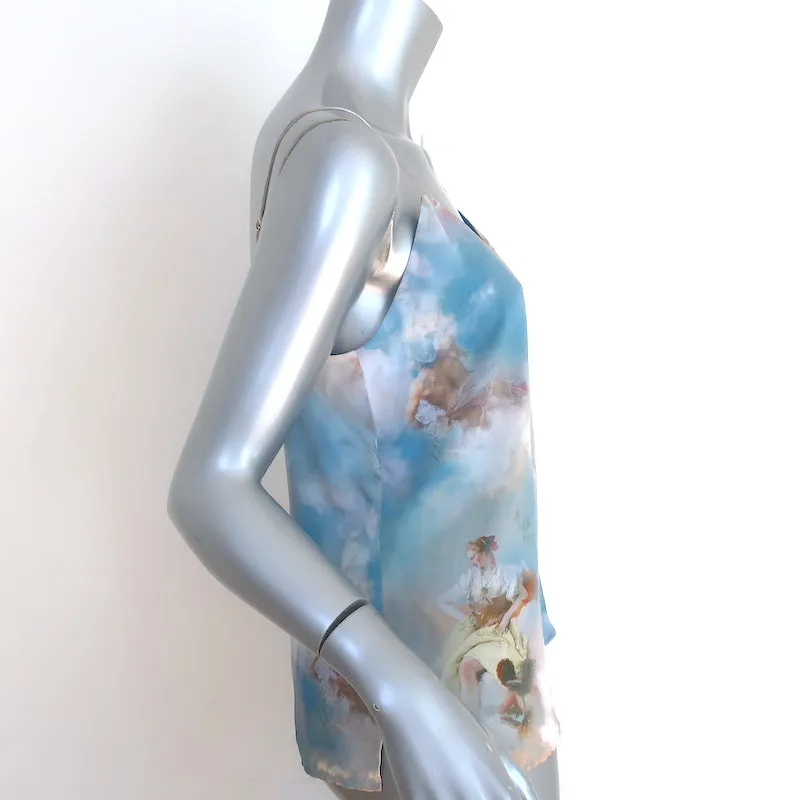 L'Agence Jane Camisole Bleue Renaissance Imprimé Soie Taille Très Petite NEUF
