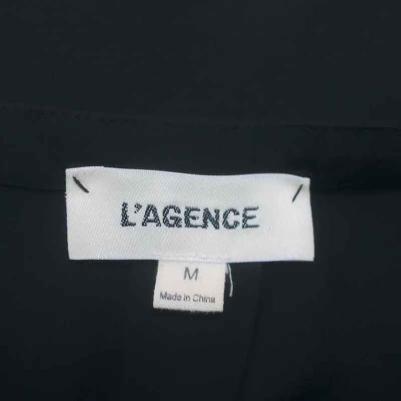 Blouse Lacet Ynez en Soie Noire Taille Moyenne Haut à Manches Longues
