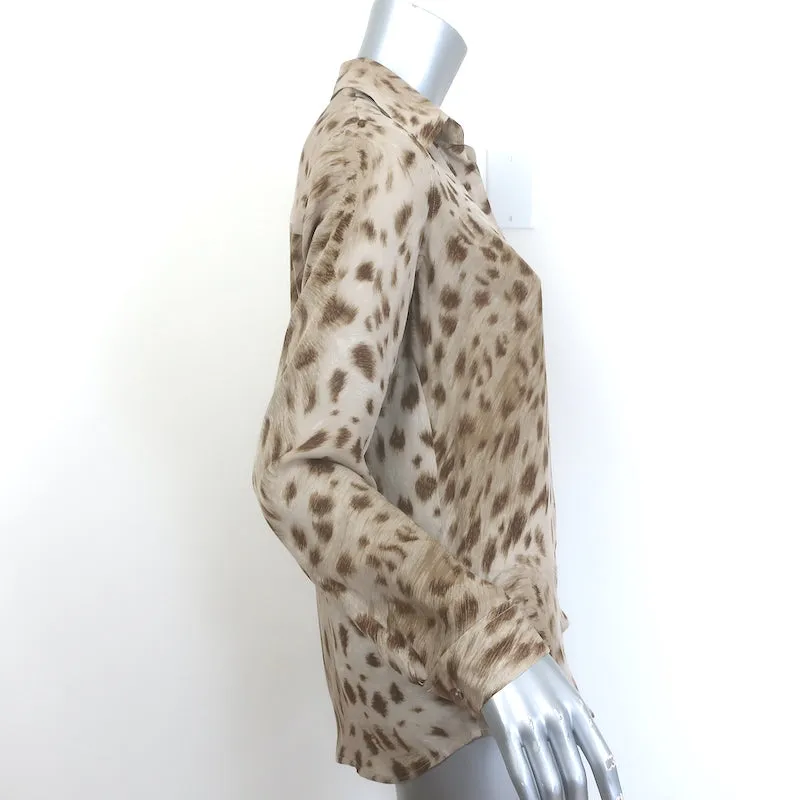 L'Agence Nina Chemise à Boutonnage Beige Imprimé Léopard en Mousseline Taille Très Petite
