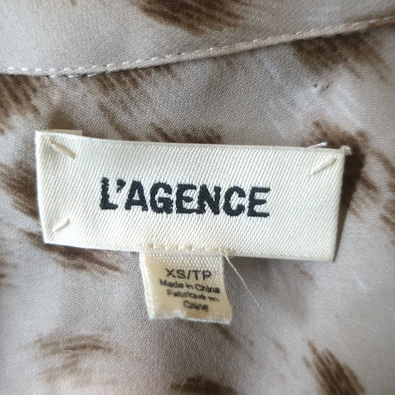 L'Agence Nina Chemise à Boutonnage Beige Imprimé Léopard en Mousseline Taille Très Petite