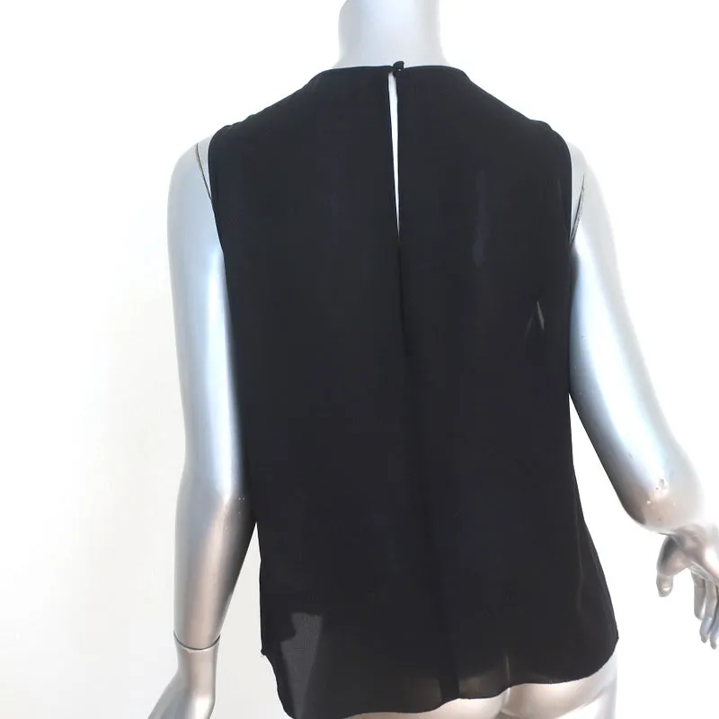 L'Agence Ruffle Blouse Lisette Top Sans Manches en Soie Noire Taille Moyenne