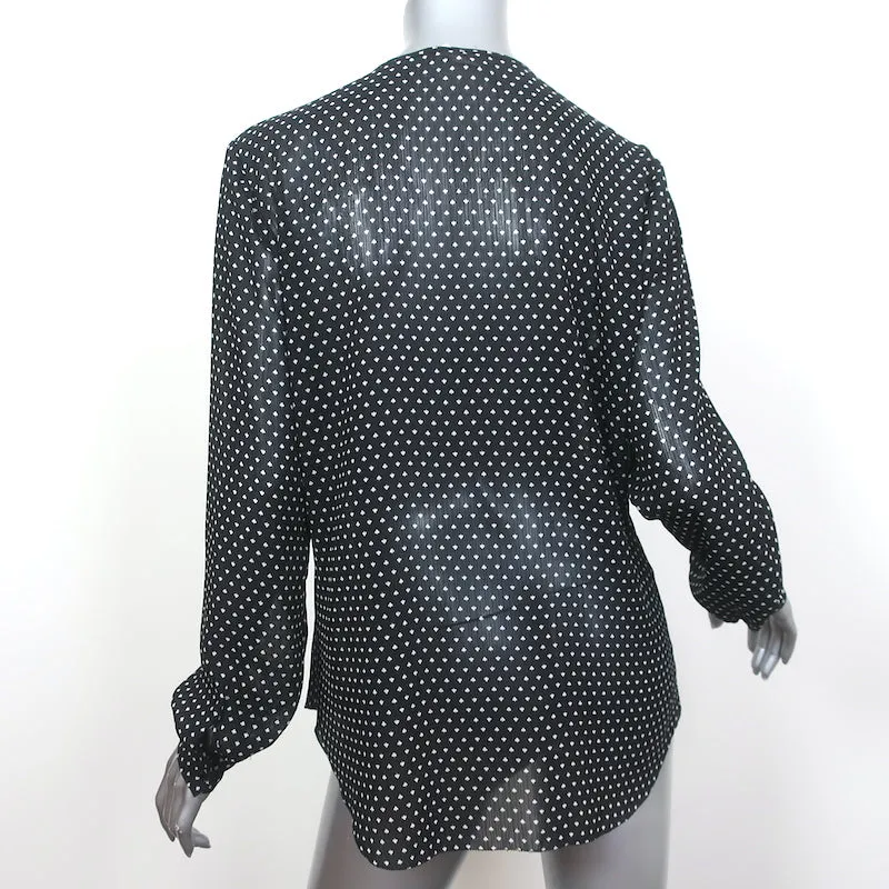 L'Agence Ruffle Blouse Tabitha Noir Imprimé Chiffon Taille Large Haut à Manches Longues
