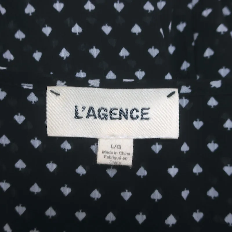 L'Agence Ruffle Blouse Tabitha Noir Imprimé Chiffon Taille Large Haut à Manches Longues