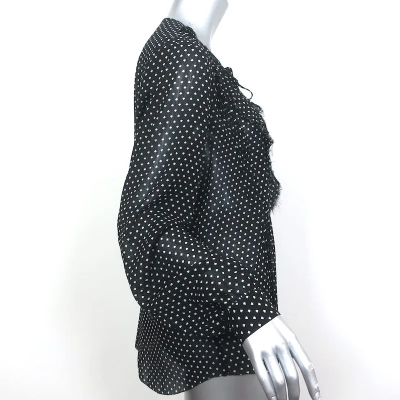 L'Agence Ruffle Blouse Tabitha Noir Imprimé Chiffon Taille Large Haut à Manches Longues