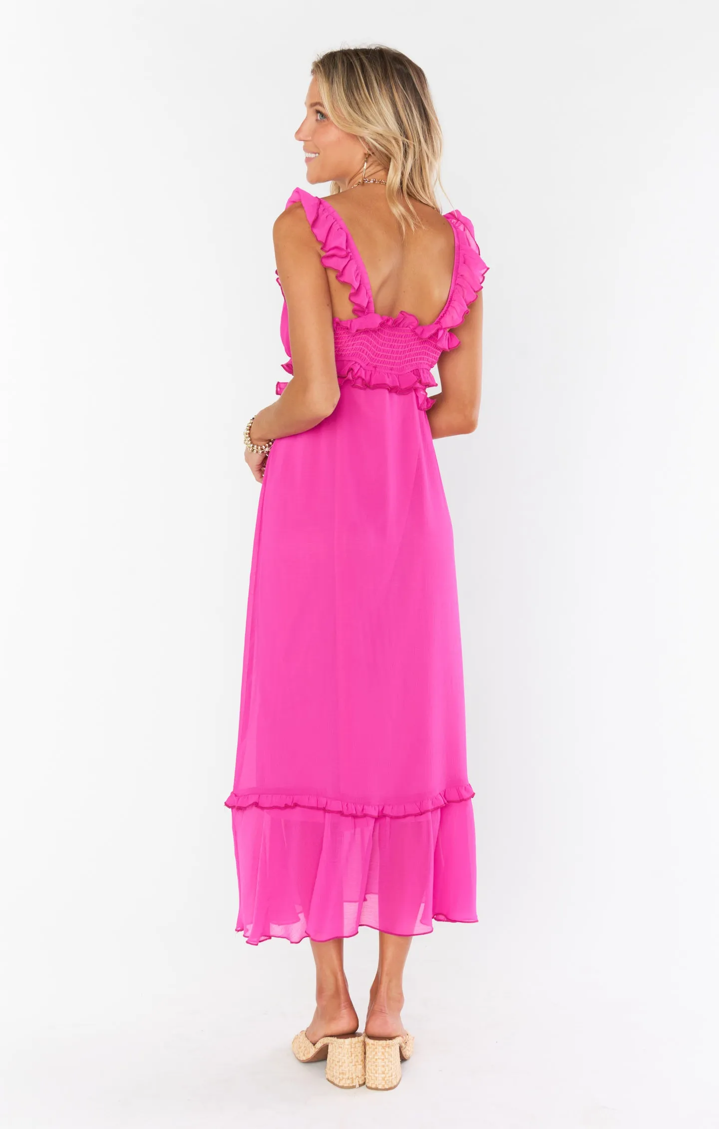Robe mi-longue Lane ~ Mousseline rose