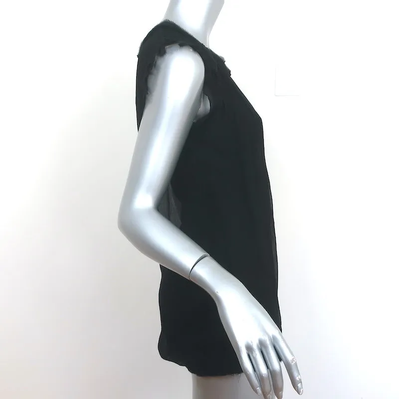 Haut Lanvin à Rosettes en Chiffon Noir Taille Petite Blouse sans Manches