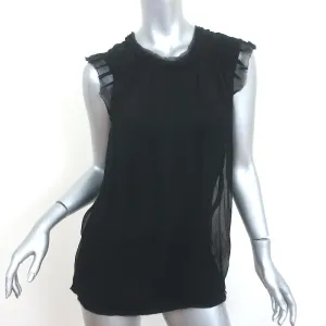 Lanvin Rosette-Embellished Top Black Chiffon Size Small Sleeveless Blouse