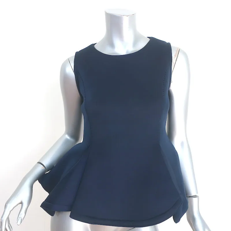Haut sans manches péplum Lanvin en néoprène marine Taille 38
