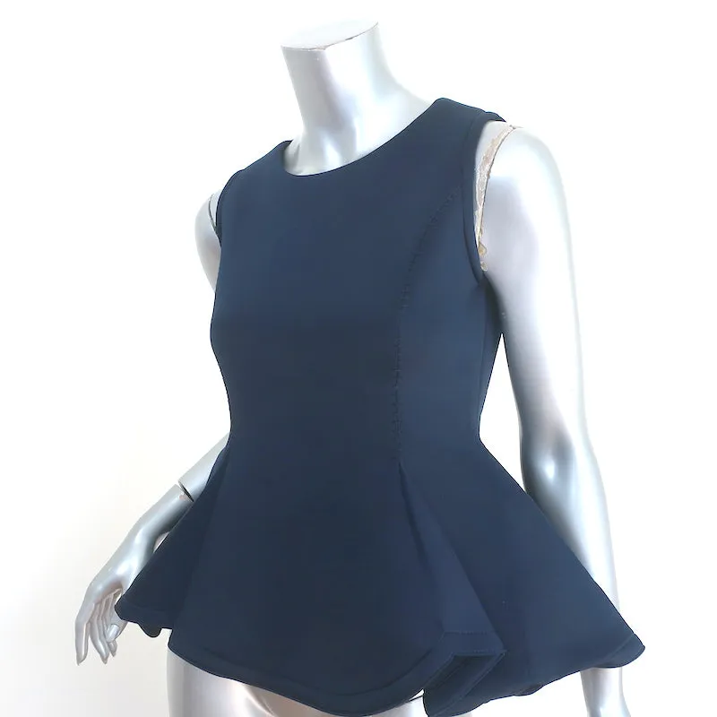 Haut sans manches péplum Lanvin en néoprène marine Taille 38