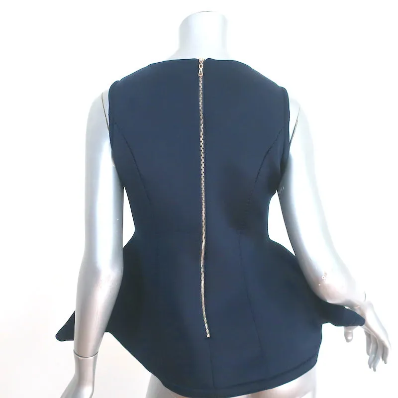 Haut sans manches péplum Lanvin en néoprène marine Taille 38