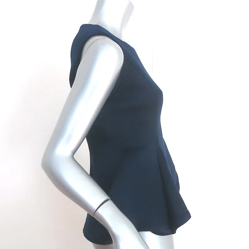 Haut sans manches péplum Lanvin en néoprène marine Taille 38