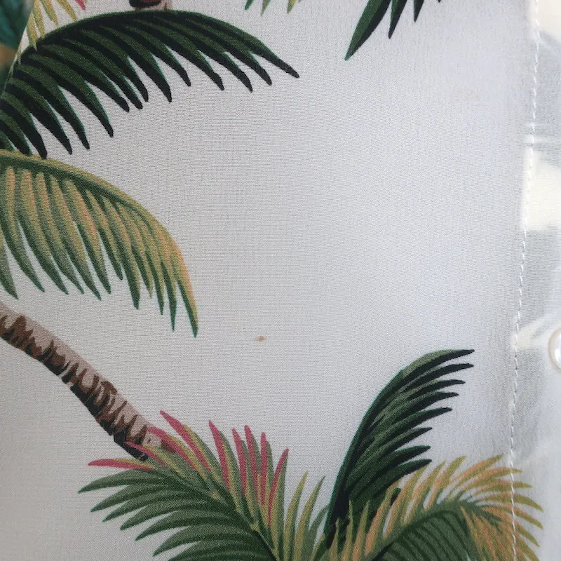 Le Superbe Club Tropicana Chemise en Soie à Détails Cristallins avec Imprimé Palmier Taille 0