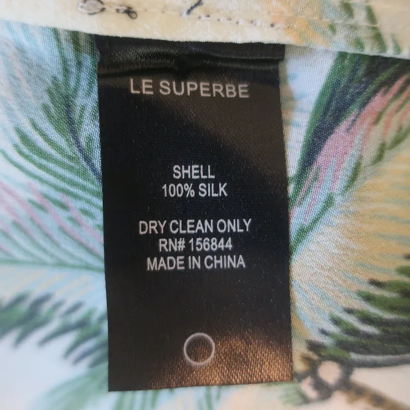 Le Superbe Club Tropicana Chemise en Soie à Détails Cristallins avec Imprimé Palmier Taille 0
