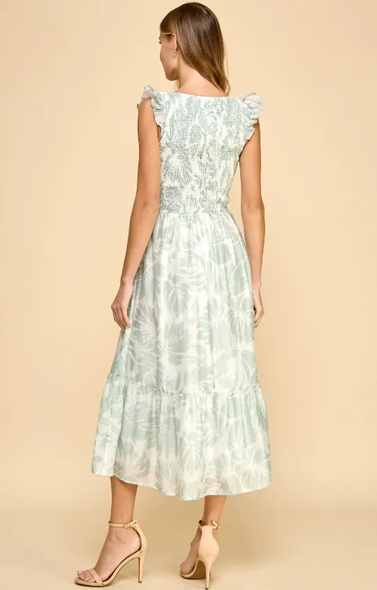 Robe midi évasée Lilith à bustier froncé