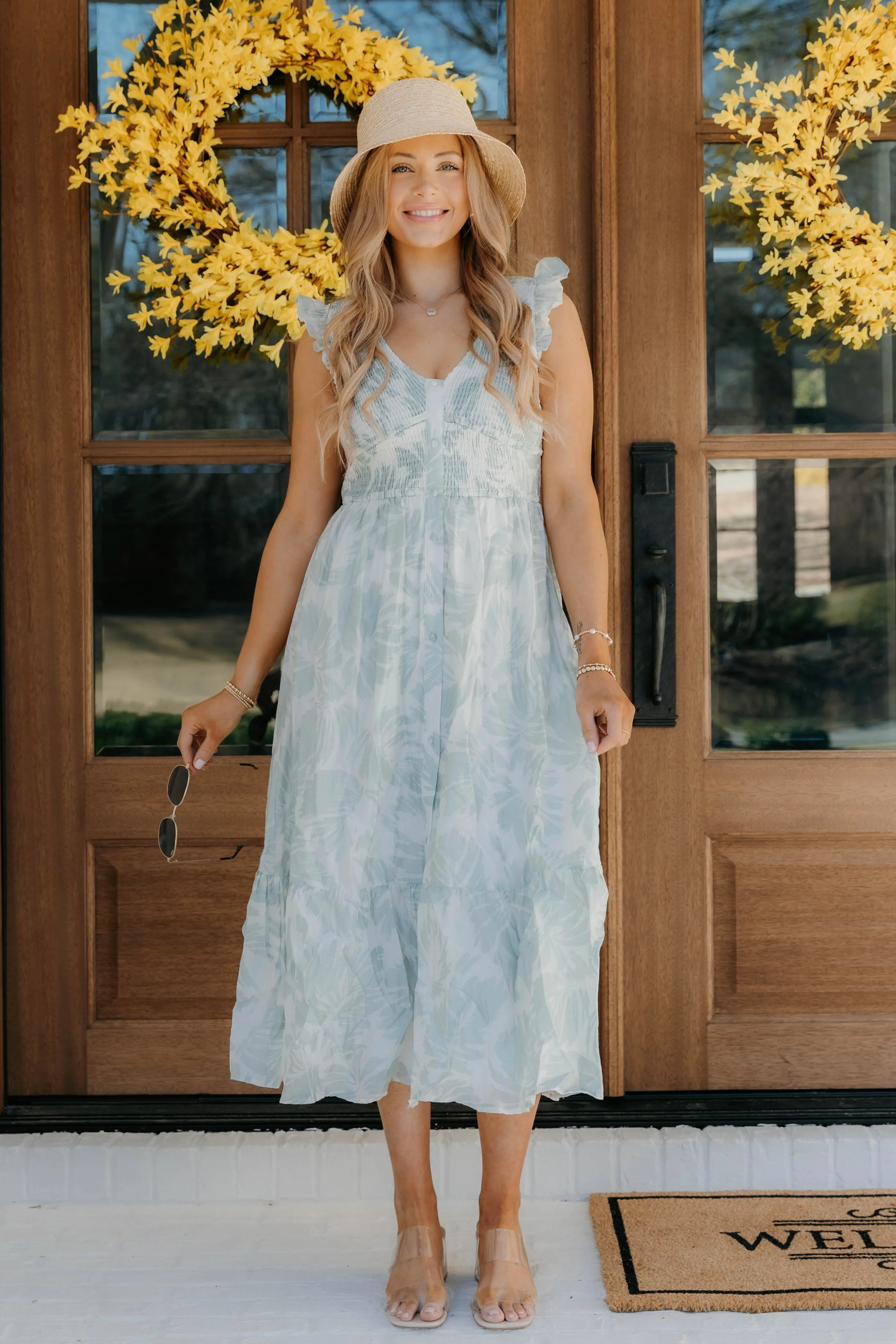 Robe midi évasée Lilith à bustier froncé