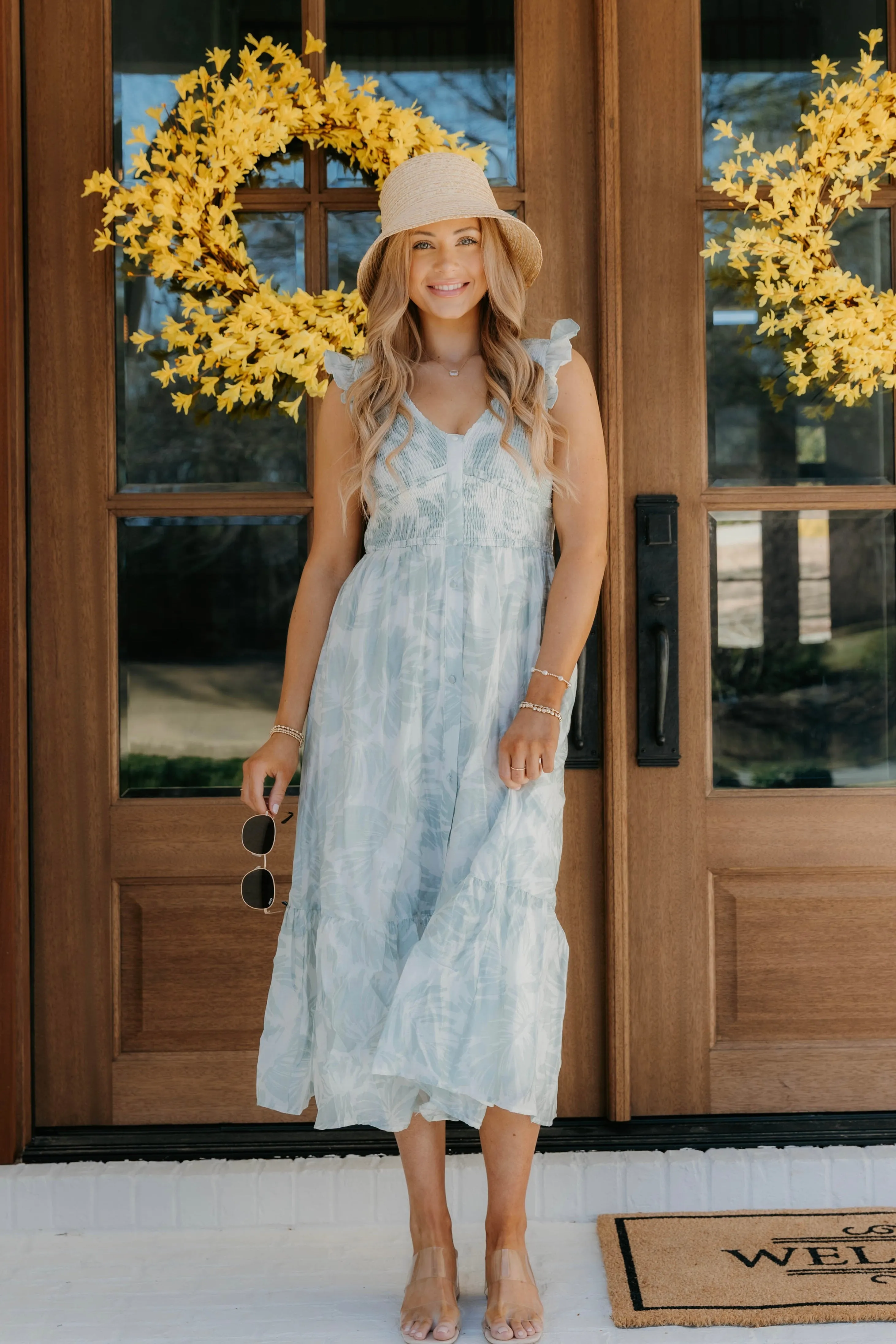 Robe midi évasée Lilith à bustier froncé