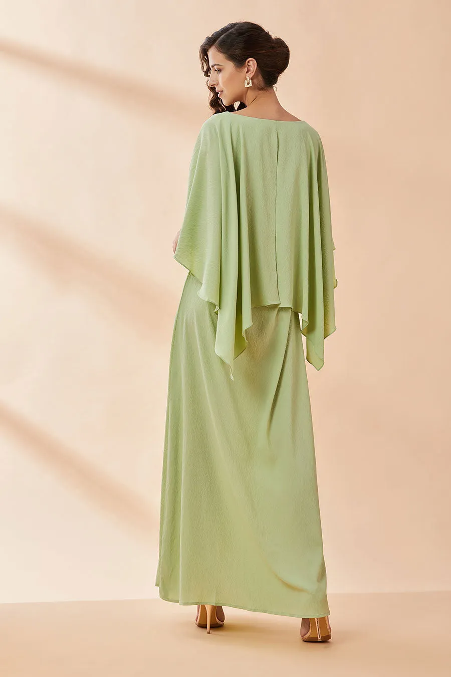 Robe longue vert lime avec ceinture