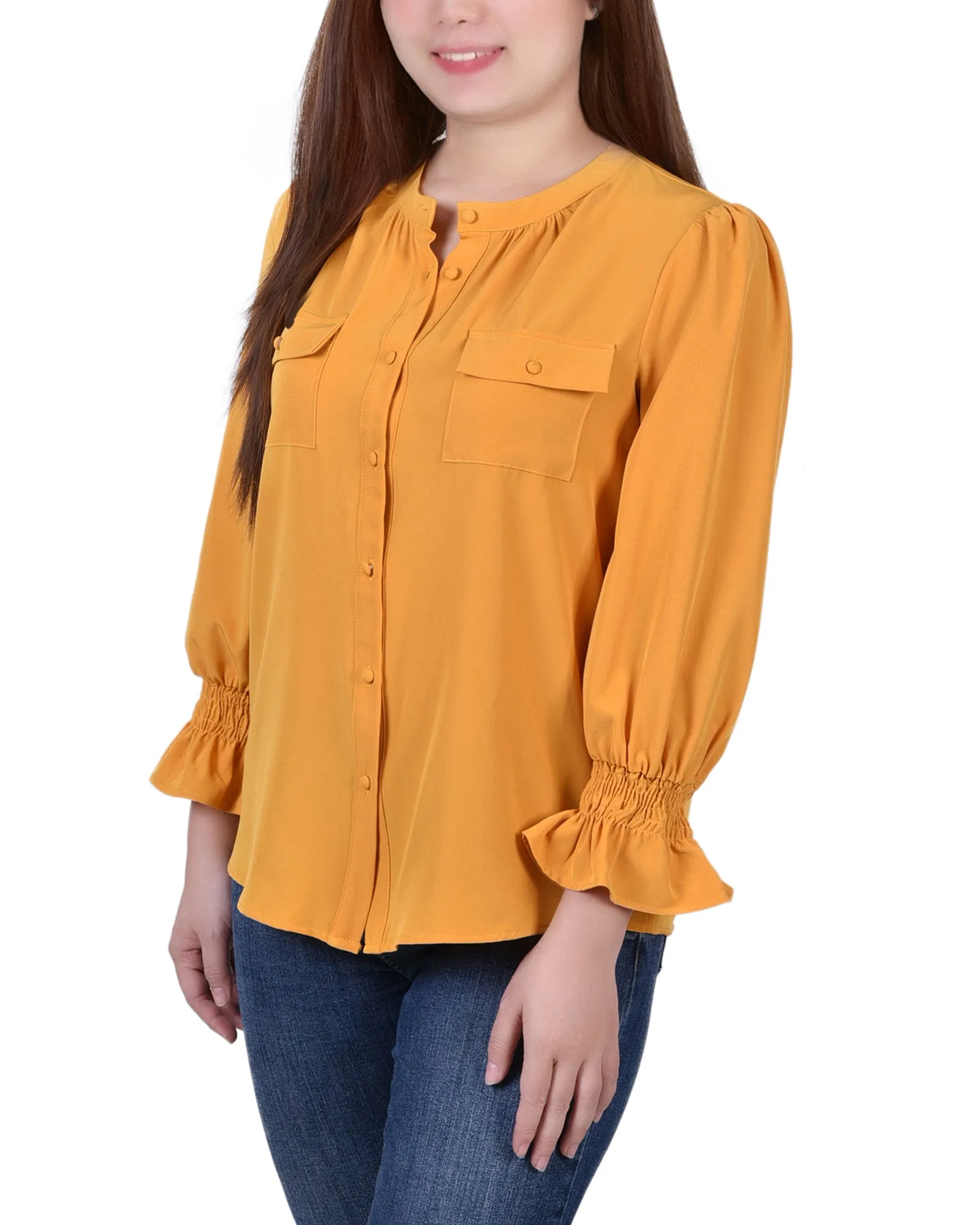 Blouse à manches longues avec col en Y