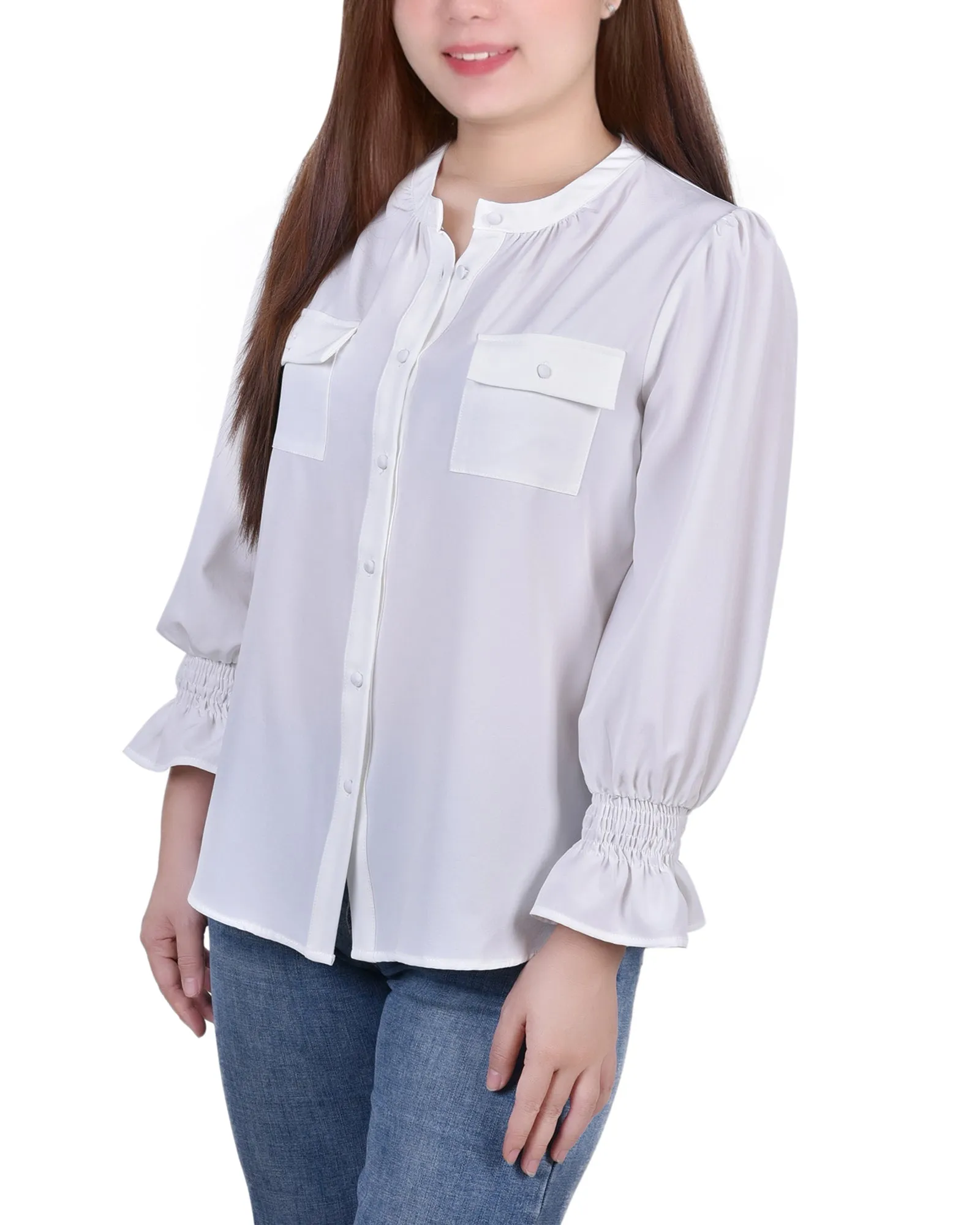 Blouse à manches longues avec col en Y