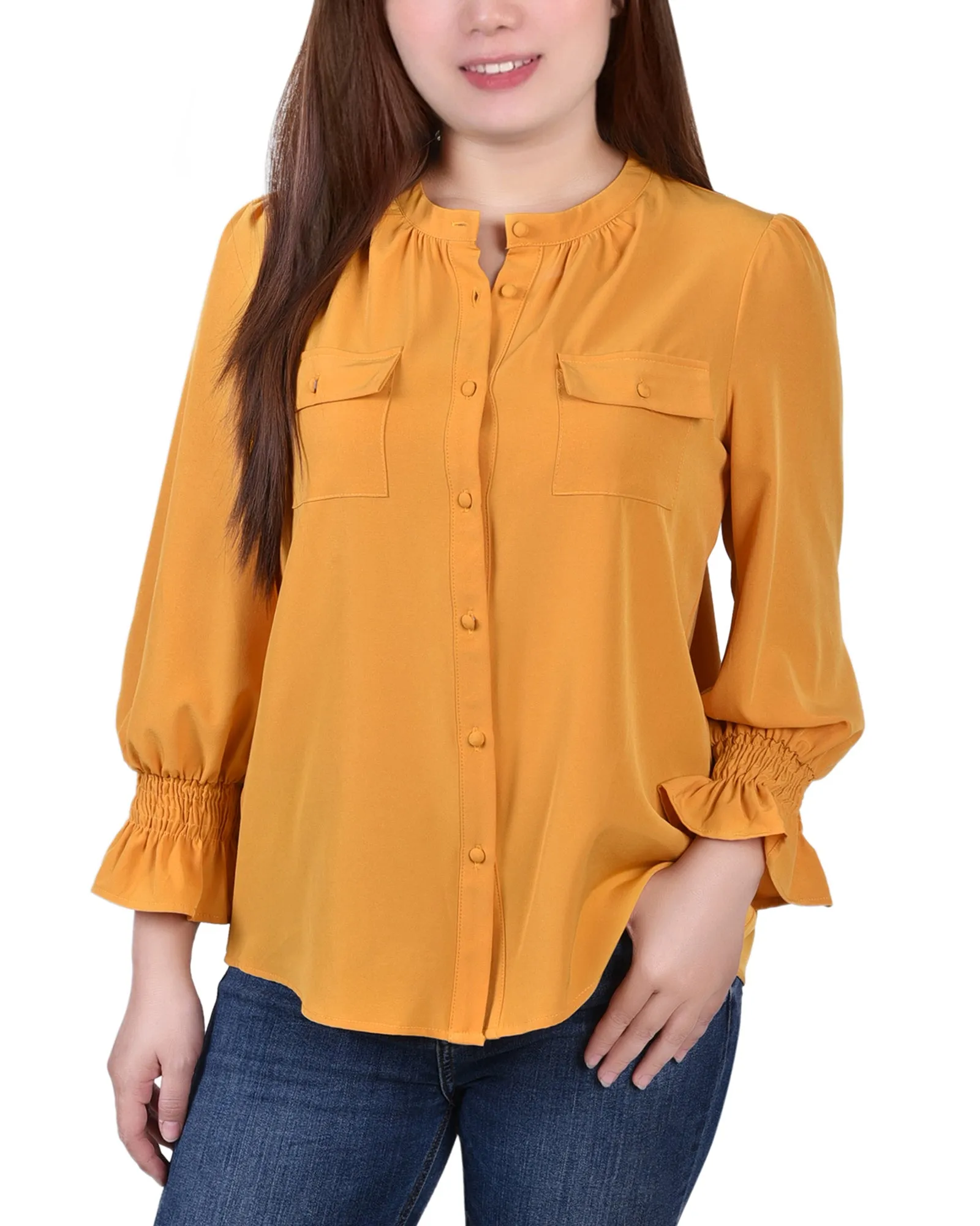Blouse à manches longues avec col en Y