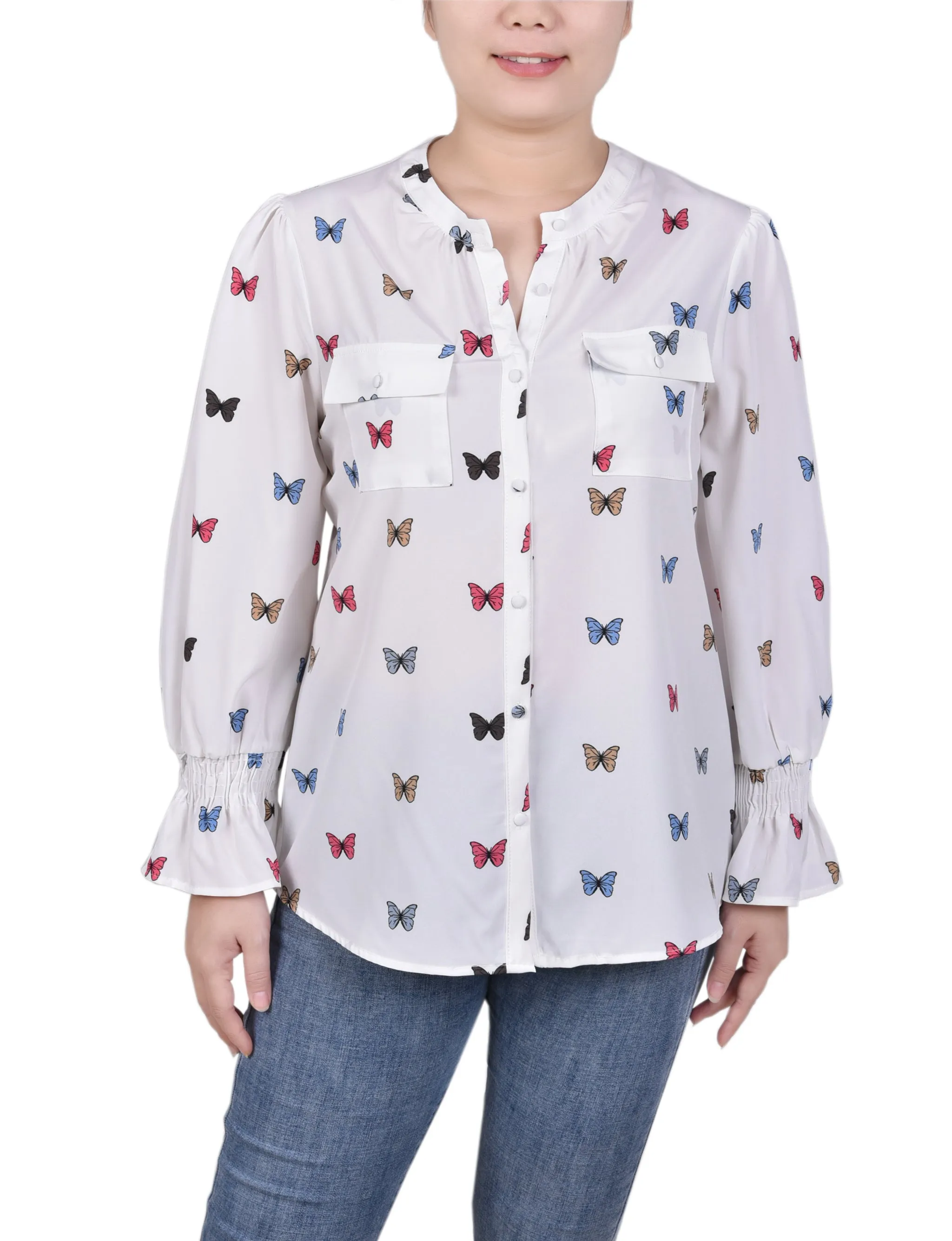 Blouse à manches longues avec col en Y