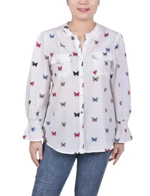 Long Sleeve Y Neck Blouse