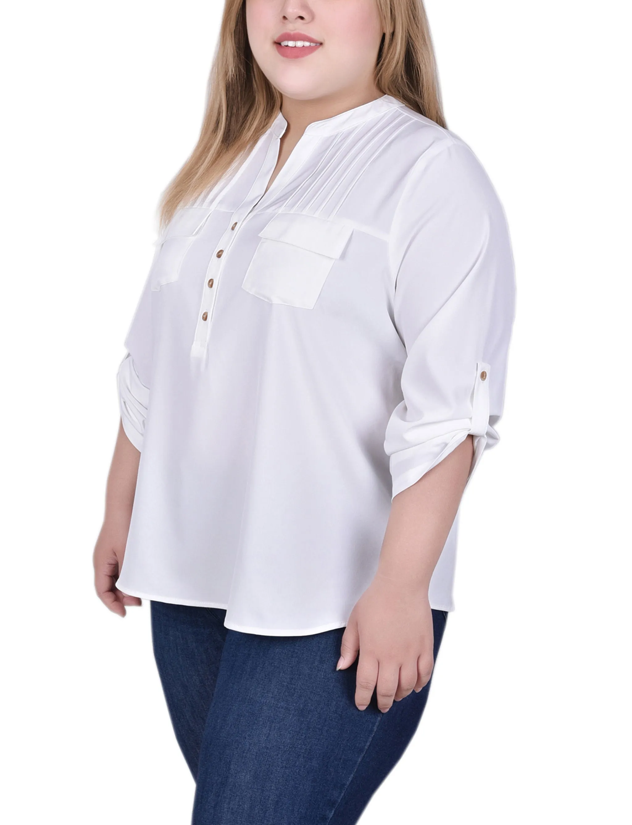 Blouse longue à manches raglan avec poches