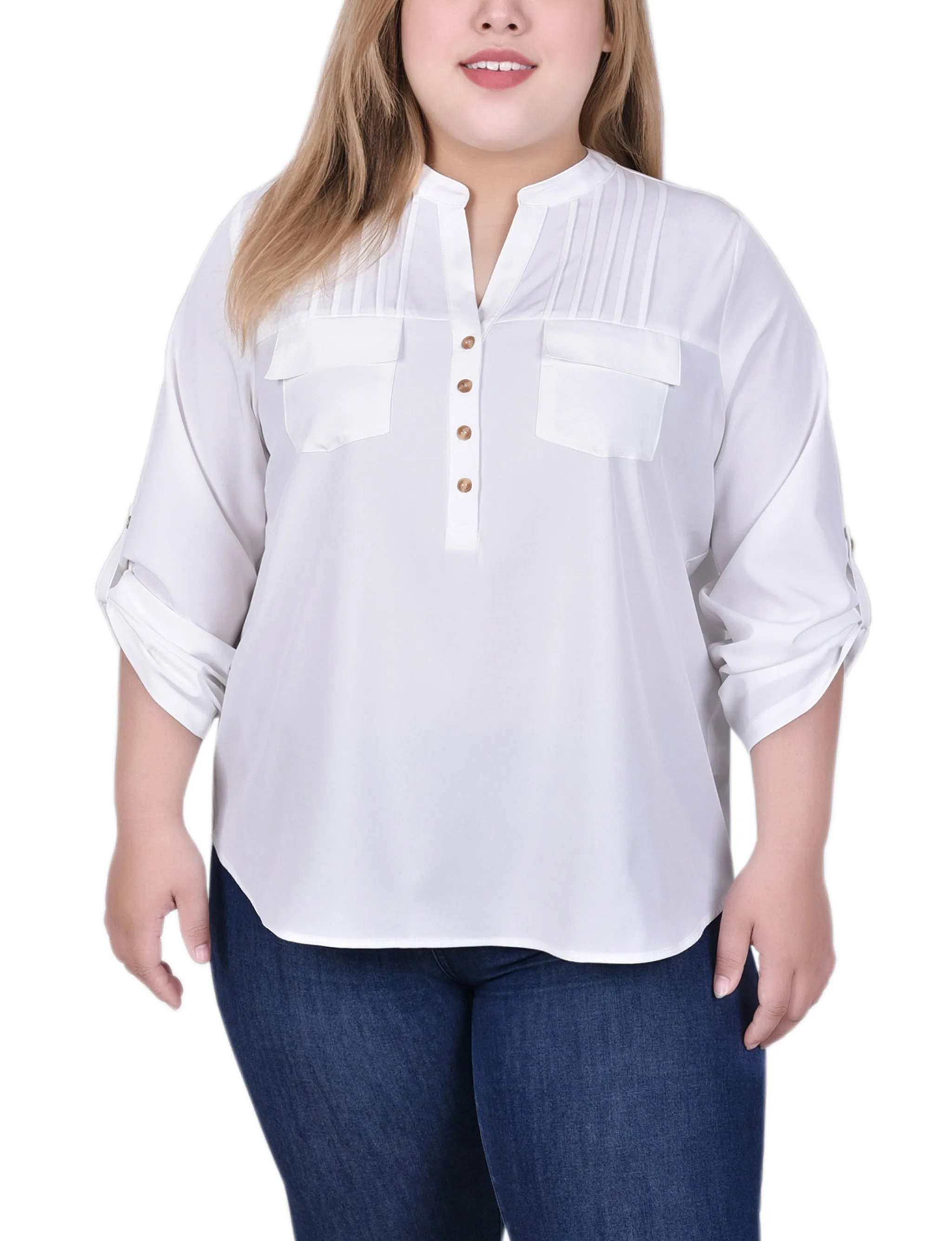 Blouse longue à manches raglan avec poches