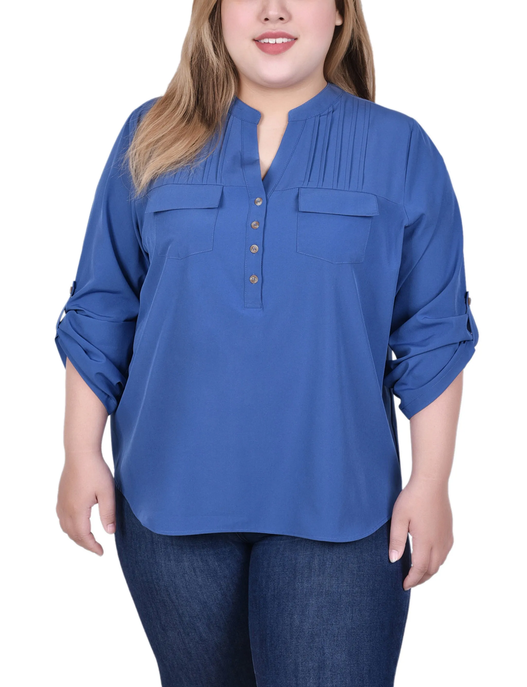 Blouse longue à manches raglan avec poches