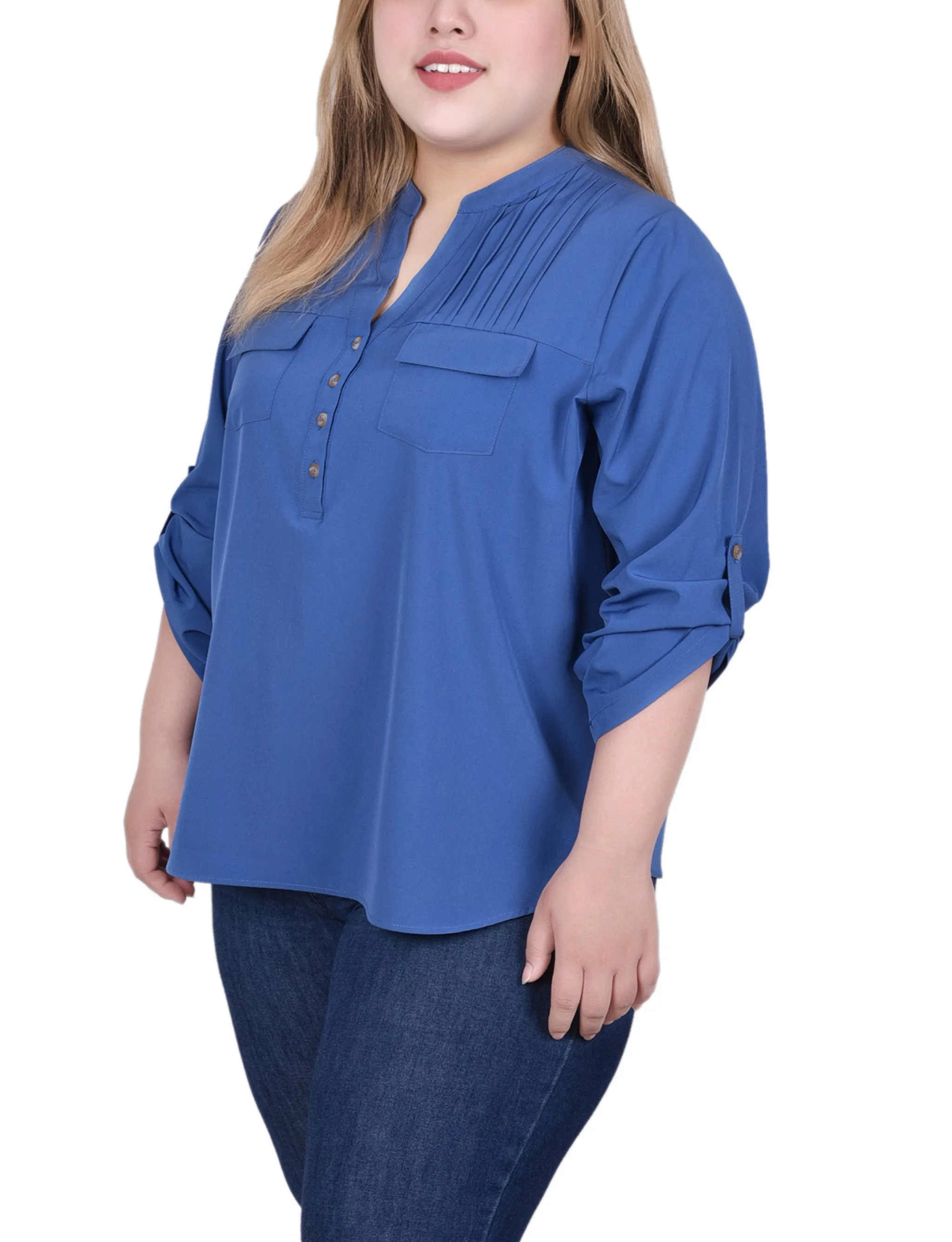 Blouse longue à manches raglan avec poches