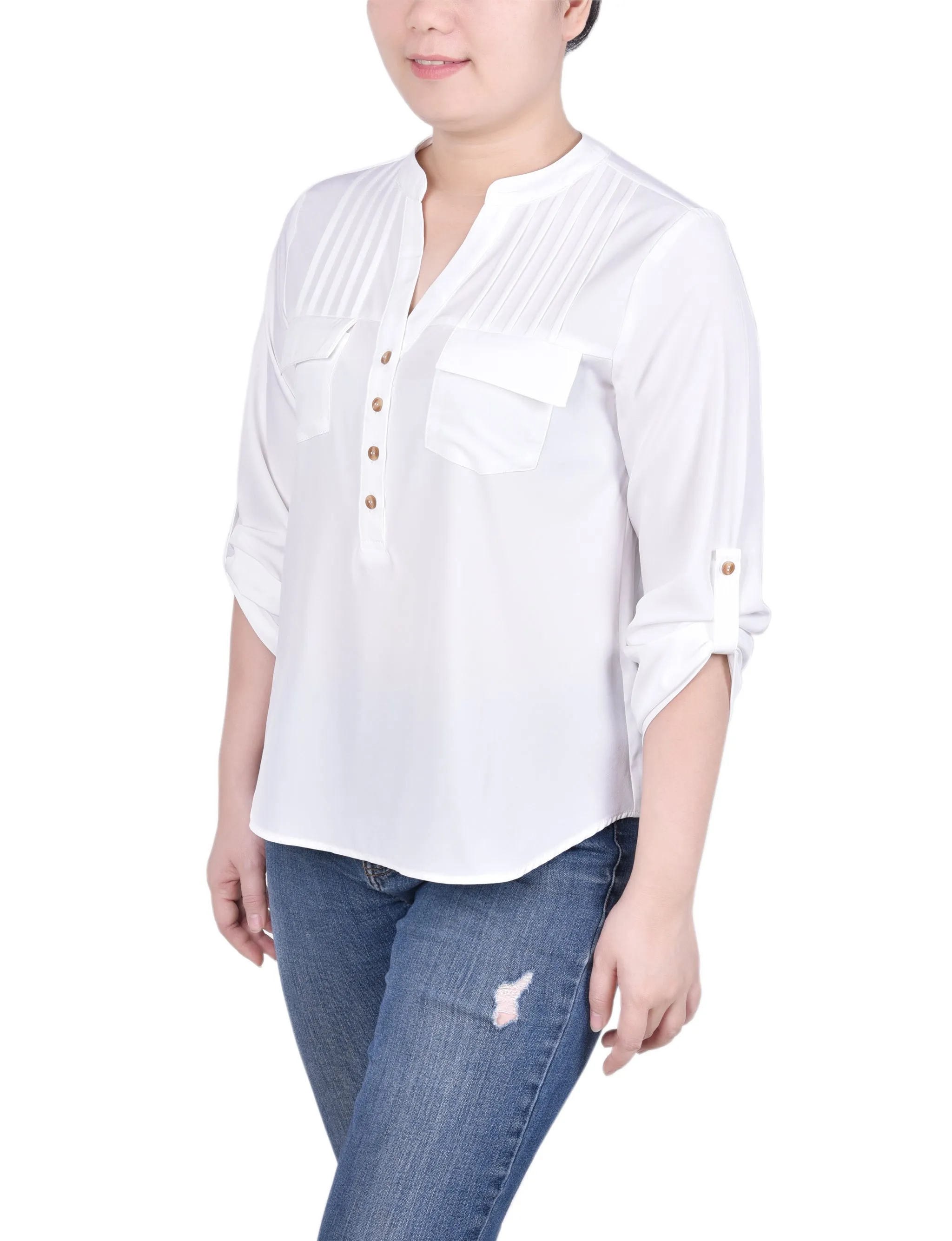 Blouse longue à manches raglan avec poches