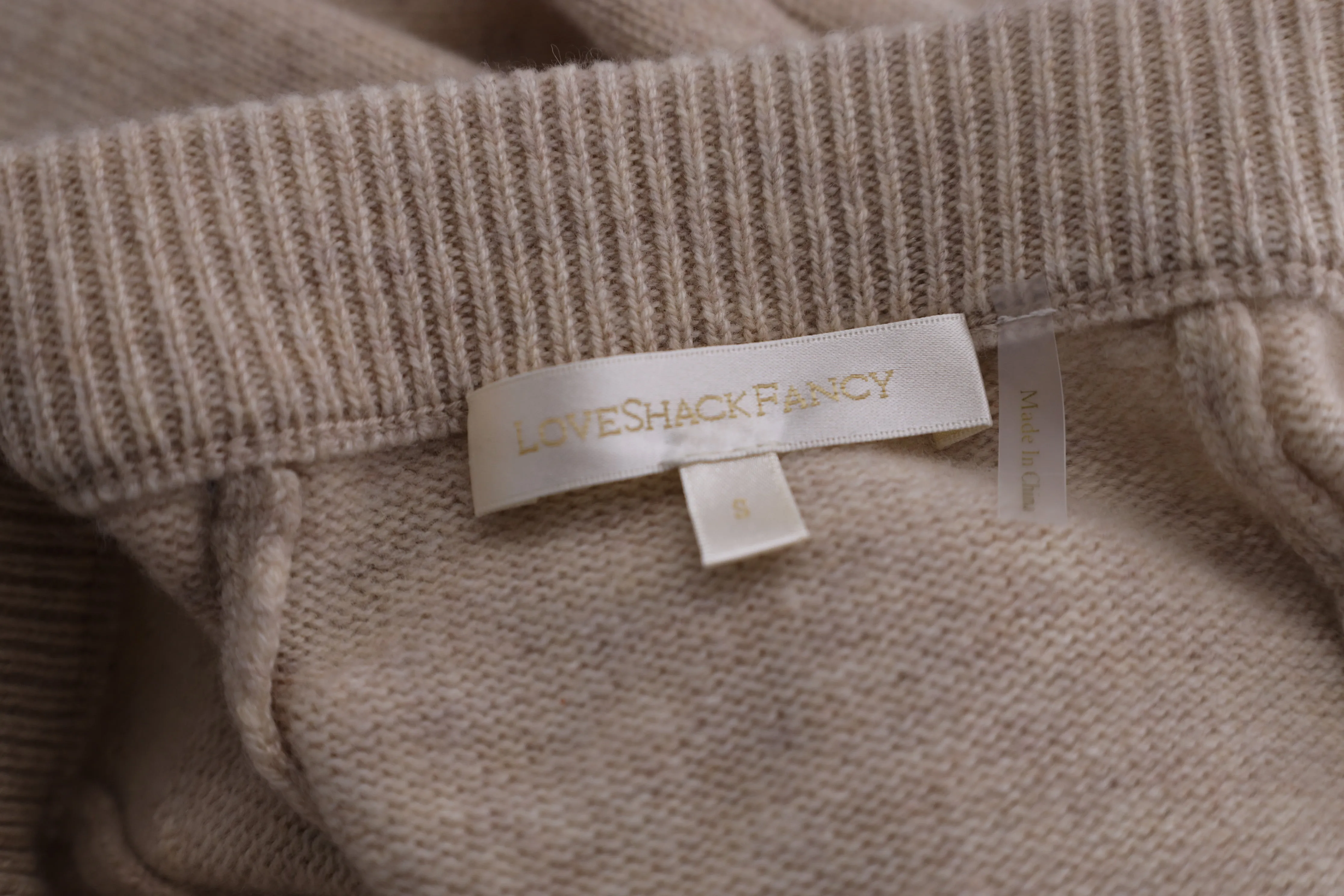 LoveShackFancy Jupe A-Line en Laine Beige