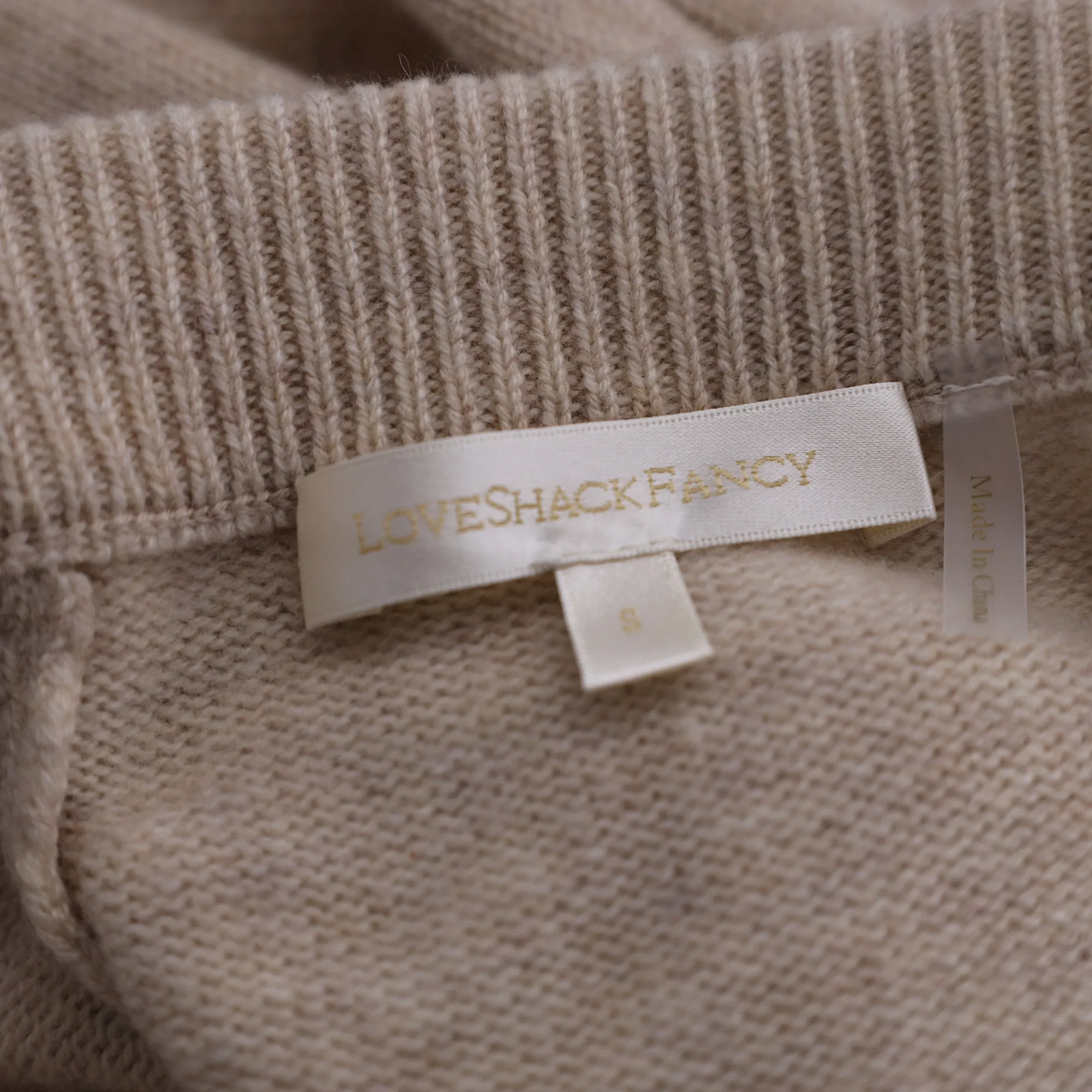 LoveShackFancy Jupe A-Line en Laine Beige