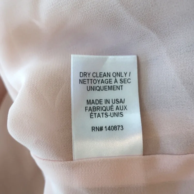 LoveShackFancy Blouse décolletée blush en soie froncée taille 2 à manches longues