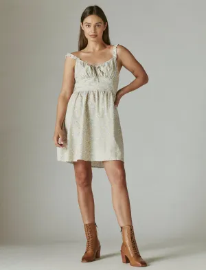 Lucky Brand Shirred Mini Dress Cream Multi Lucky Brand