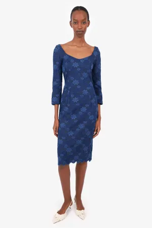 L'wren Scott Blue Lace Pattern Dress Size 42