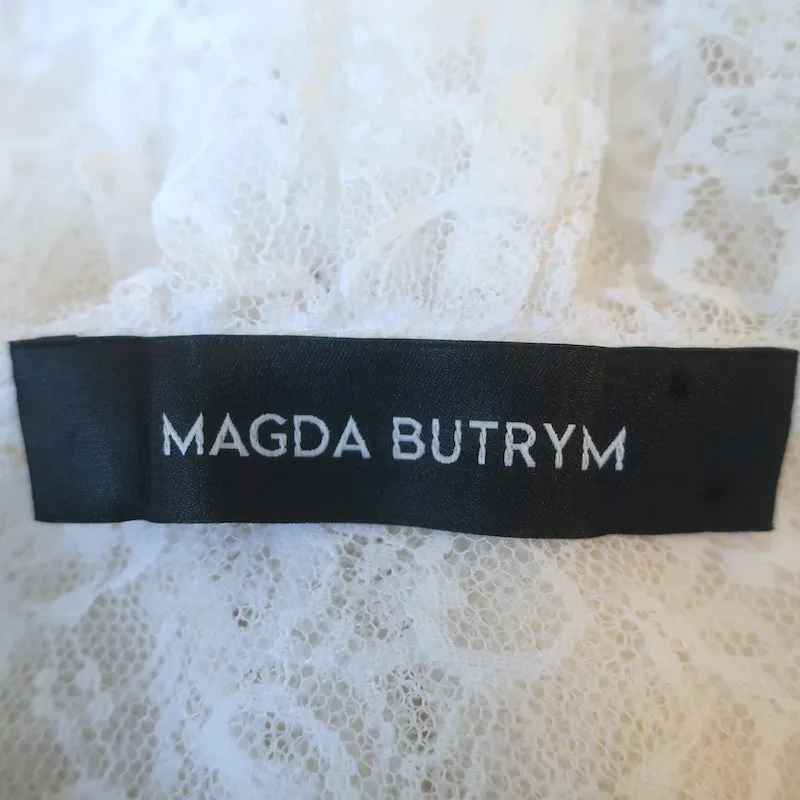 Magda Butrym Aveiro Chemise en Dentelle à Volants Blanc Taille 38 Haut à Manches Longues