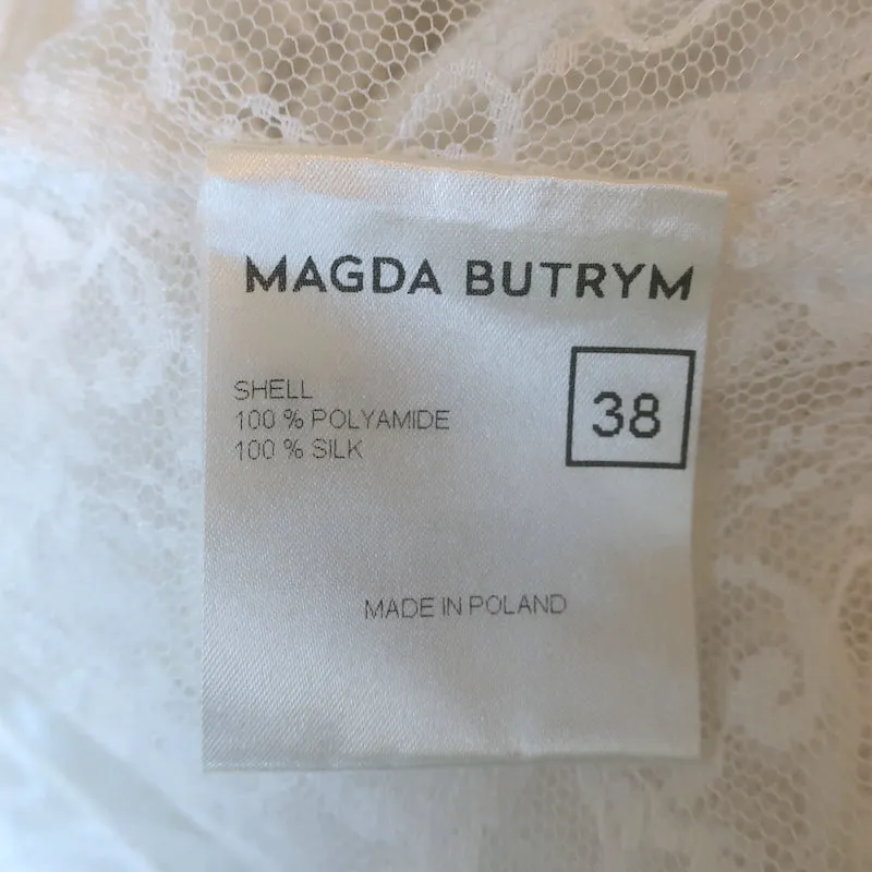 Magda Butrym Aveiro Chemise en Dentelle à Volants Blanc Taille 38 Haut à Manches Longues