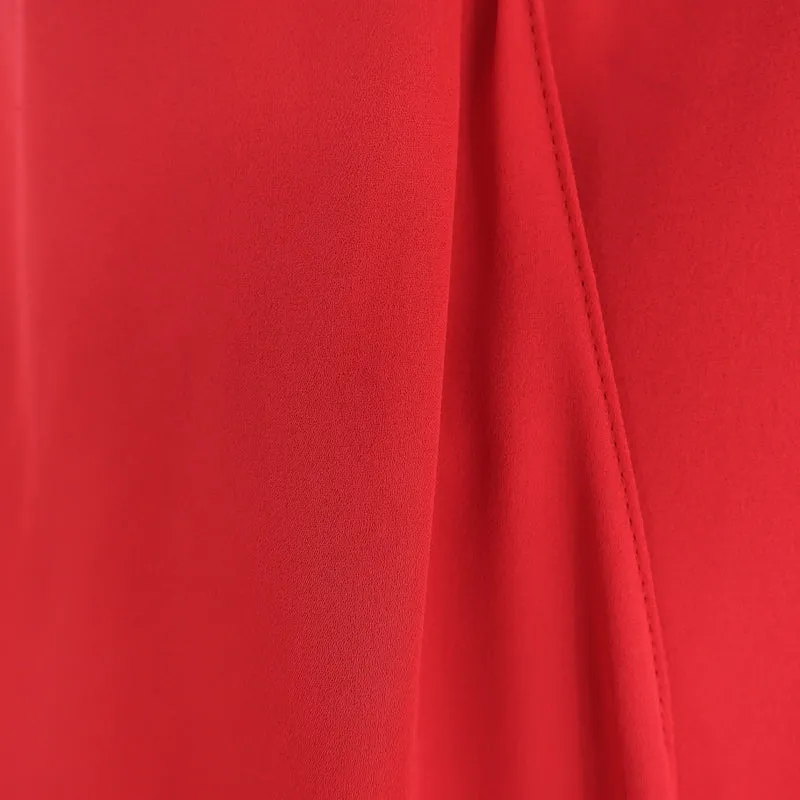 Magda Butrym Blouse enveloppante en soie rouge Taille US 6 Haut à manches drapées