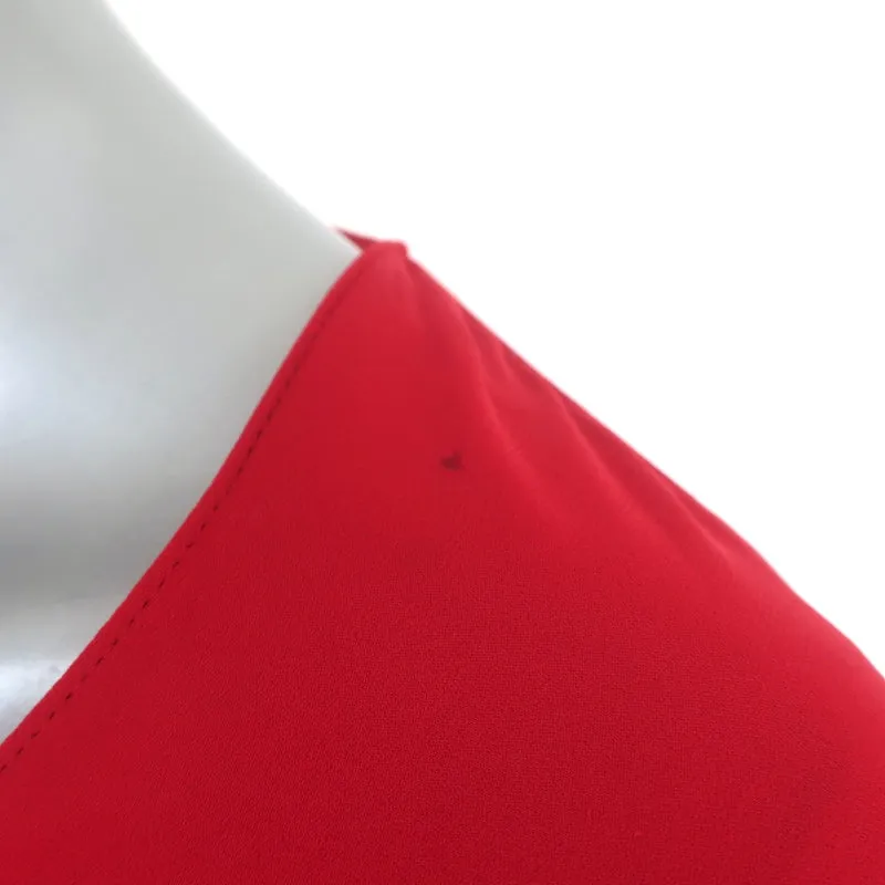 Magda Butrym Blouse enveloppante en soie rouge Taille US 6 Haut à manches drapées