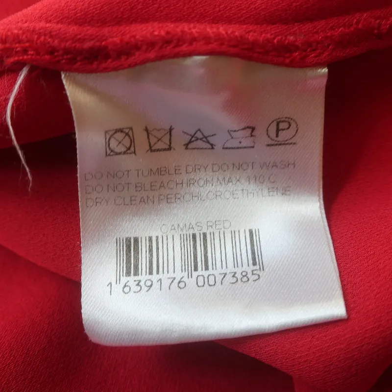Magda Butrym Blouse enveloppante en soie rouge Taille US 6 Haut à manches drapées