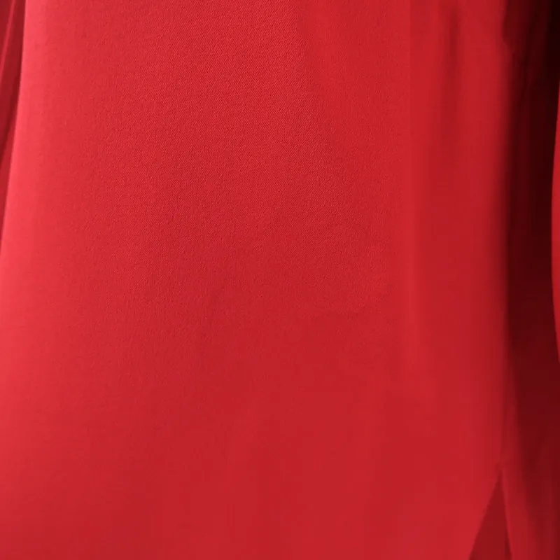 Magda Butrym Blouse enveloppante en soie rouge Taille US 6 Haut à manches drapées