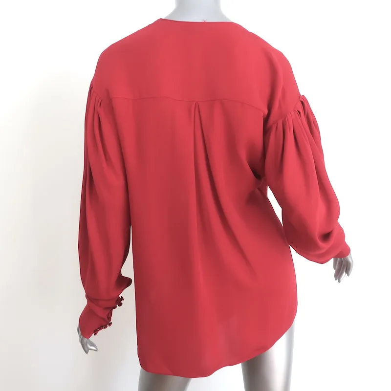 Magda Butrym Blouse enveloppante en soie rouge Taille US 6 Haut à manches drapées