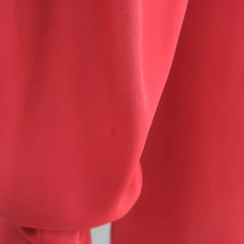 Magda Butrym Blouse enveloppante en soie rouge Taille US 6 Haut à manches drapées
