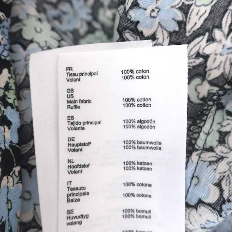Maje Blouse à col volanté imprimé floral bleu en coton taille 3 manches longues