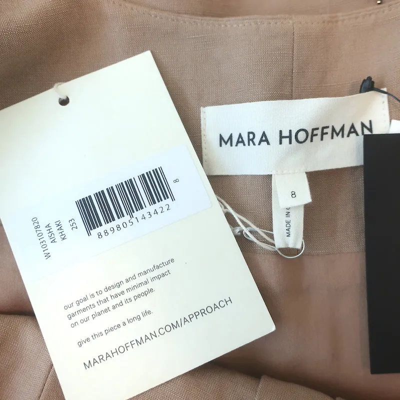 Mara Hoffman Aisha Haut Court Beige Tencel-Lin Taille 8 NEUF