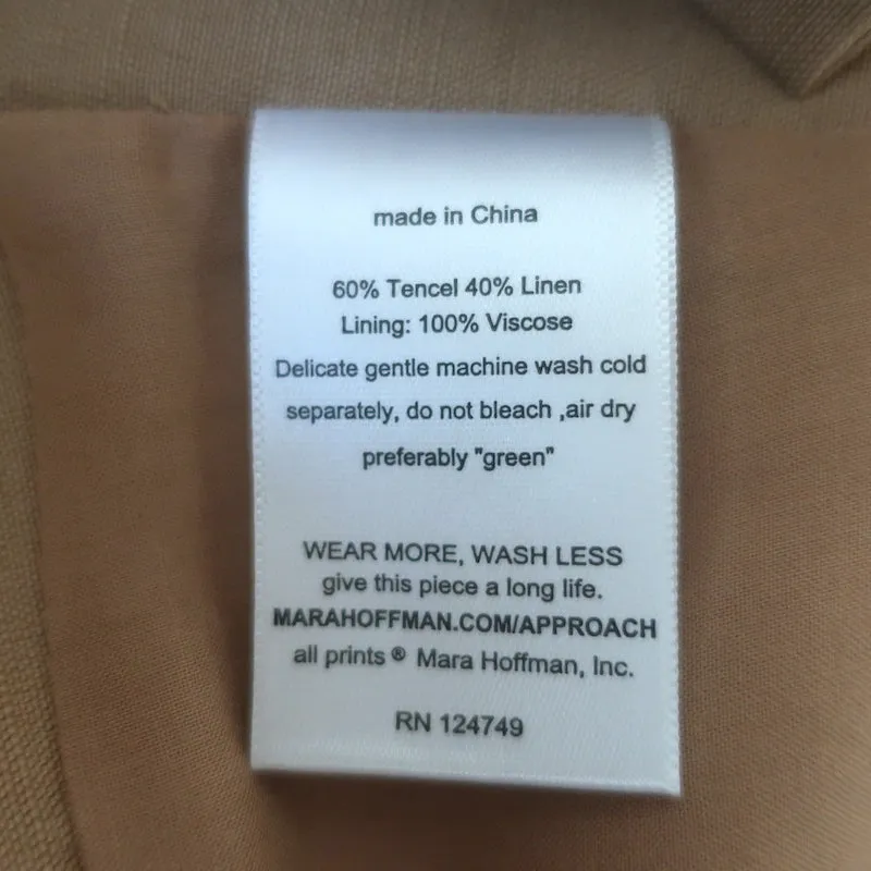 Mara Hoffman Aisha Haut Court Beige Tencel-Lin Taille 8 NEUF