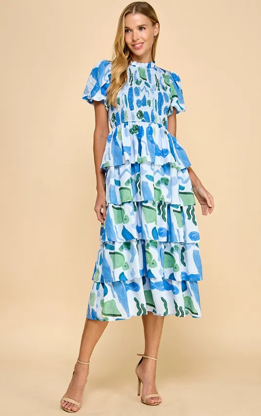 Robe Margo à manches bulle et fronces